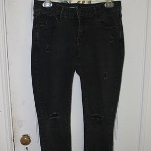 Washed Black Rockstar Ripped Low Waisted Jeans